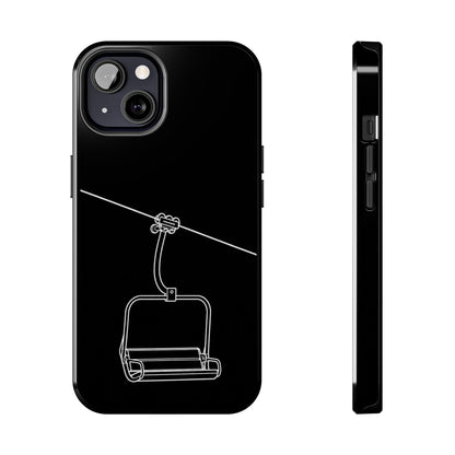 Ski Lift Line Art Tough Phone Case — Minimalist Mountain Chairlift Design