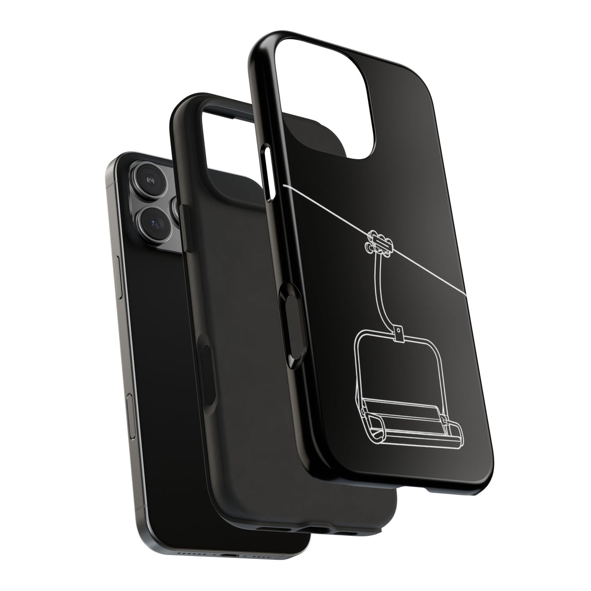 Ski Lift Line Art Tough Phone Case — Minimalist Mountain Chairlift Design