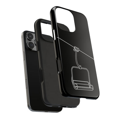 Ski Lift Line Art Tough Phone Case — Minimalist Mountain Chairlift Design