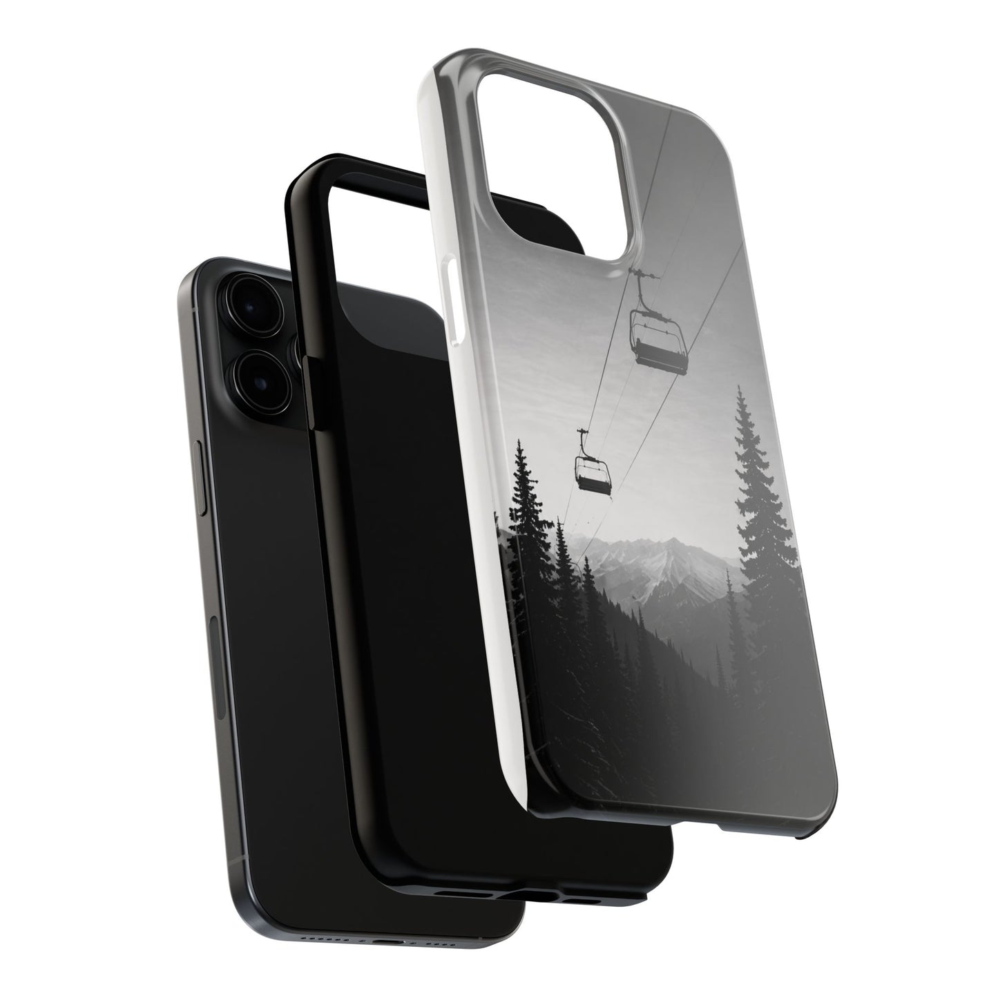 Tough Phone Case — Monochrome Mountain Ski Lift Design