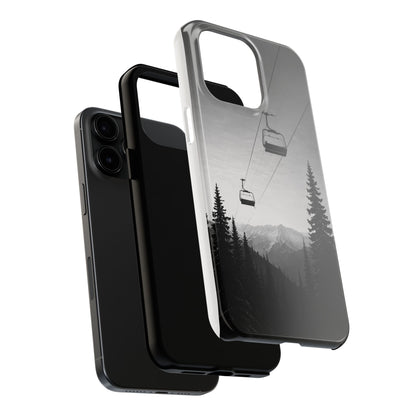 Tough Phone Case — Monochrome Mountain Ski Lift Design