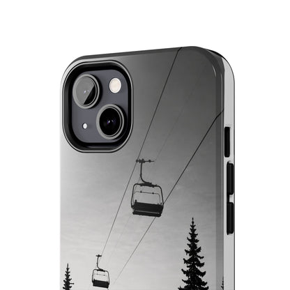 Tough Phone Case — Monochrome Mountain Ski Lift Design