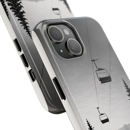Tough Phone Case — Monochrome Mountain Ski Lift Design