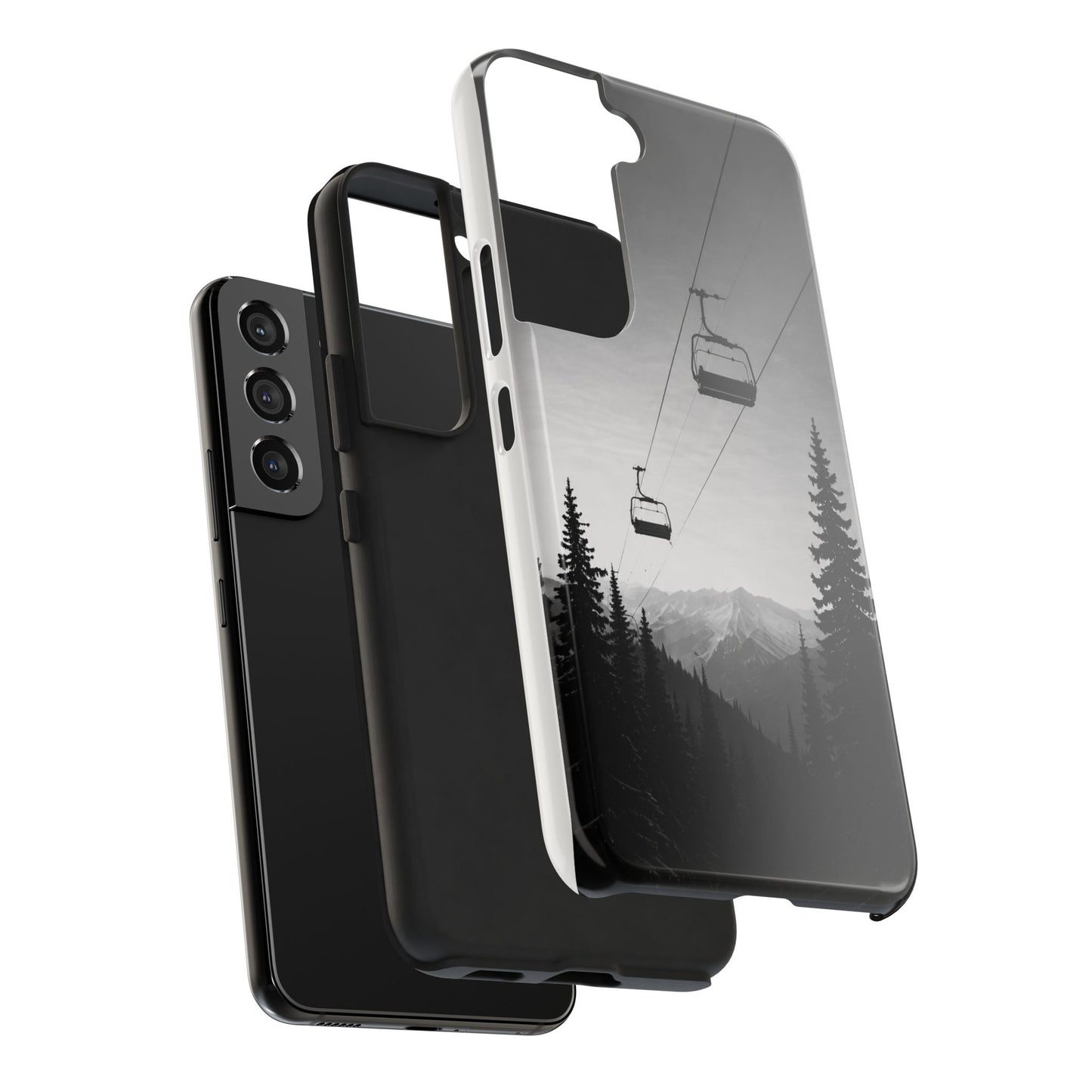 Tough Phone Case — Monochrome Mountain Ski Lift Design