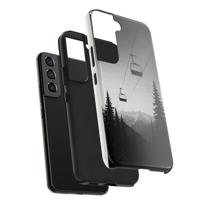 Tough Phone Case — Monochrome Mountain Ski Lift Design