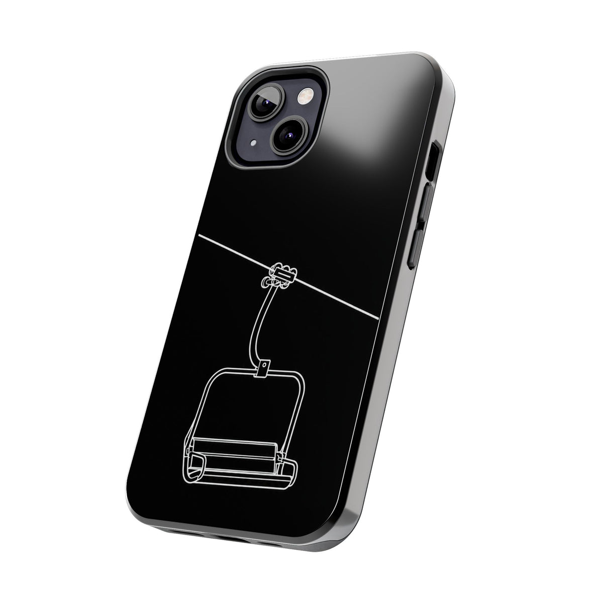 Ski Lift Line Art Tough Phone Case — Minimalist Mountain Chairlift Design