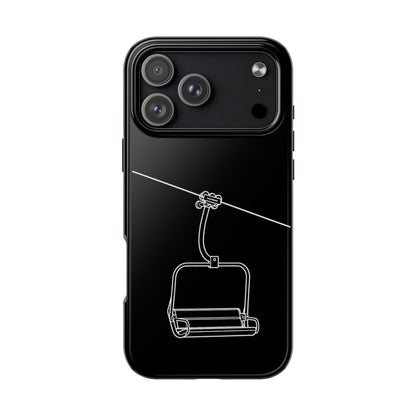 Ski Lift Line Art Tough Phone Case — Minimalist Mountain Chairlift Design