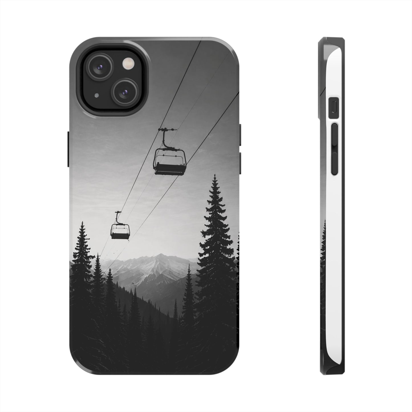 Tough Phone Case — Monochrome Mountain Ski Lift Design