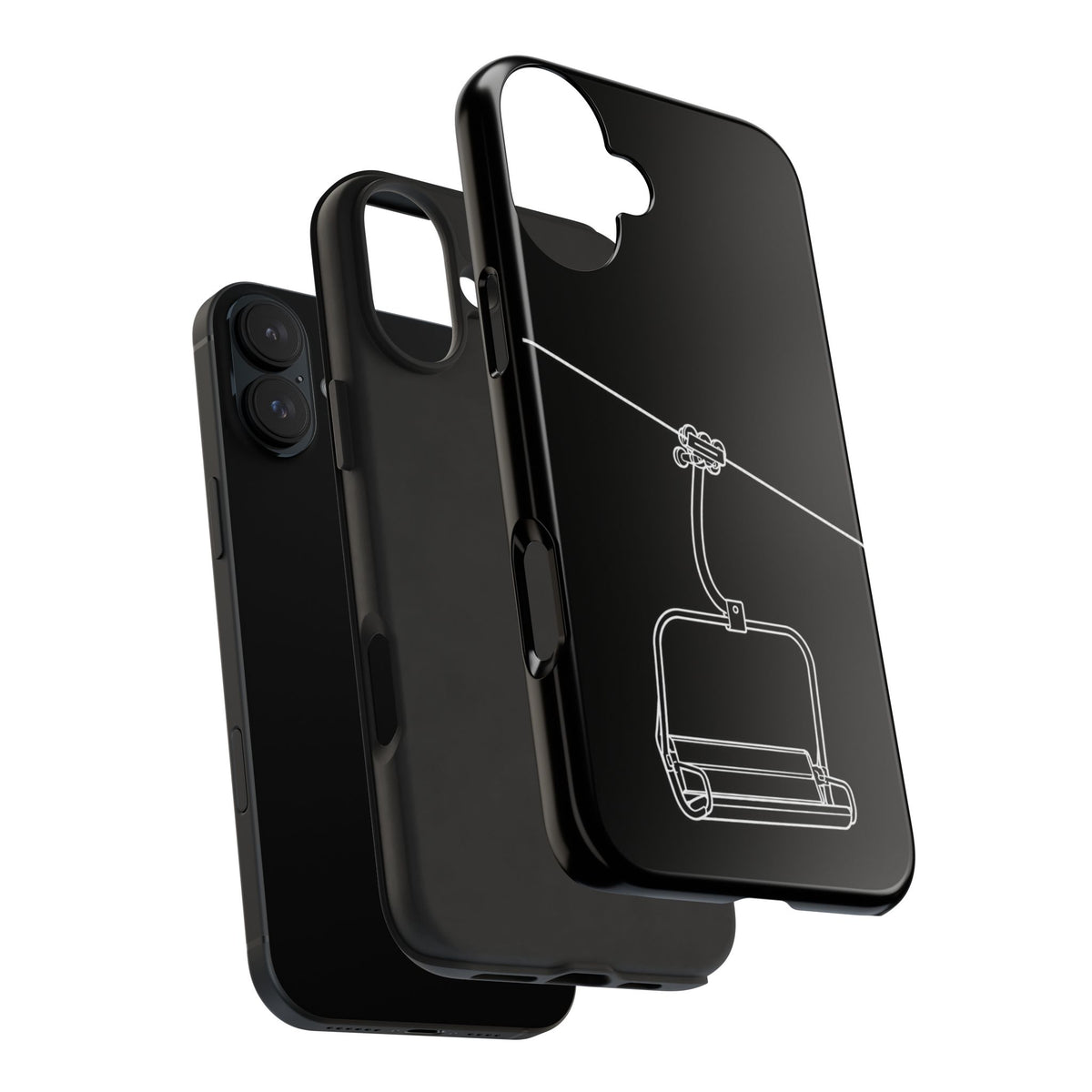 Ski Lift Line Art Tough Phone Case — Minimalist Mountain Chairlift Design