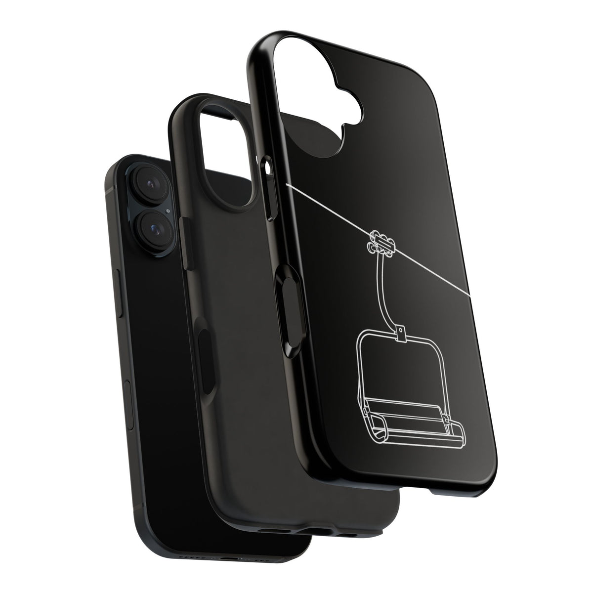 Ski Lift Line Art Tough Phone Case — Minimalist Mountain Chairlift Design