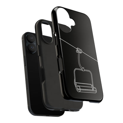 Ski Lift Line Art Tough Phone Case — Minimalist Mountain Chairlift Design