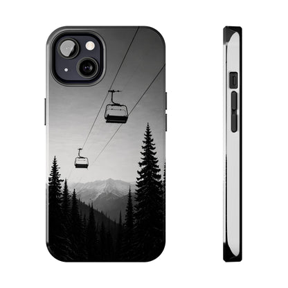Tough Phone Case — Monochrome Mountain Ski Lift Design