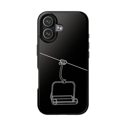 Ski Lift Line Art Tough Phone Case — Minimalist Mountain Chairlift Design