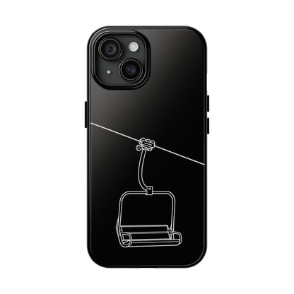 Ski Lift Line Art Tough Phone Case — Minimalist Mountain Chairlift Design