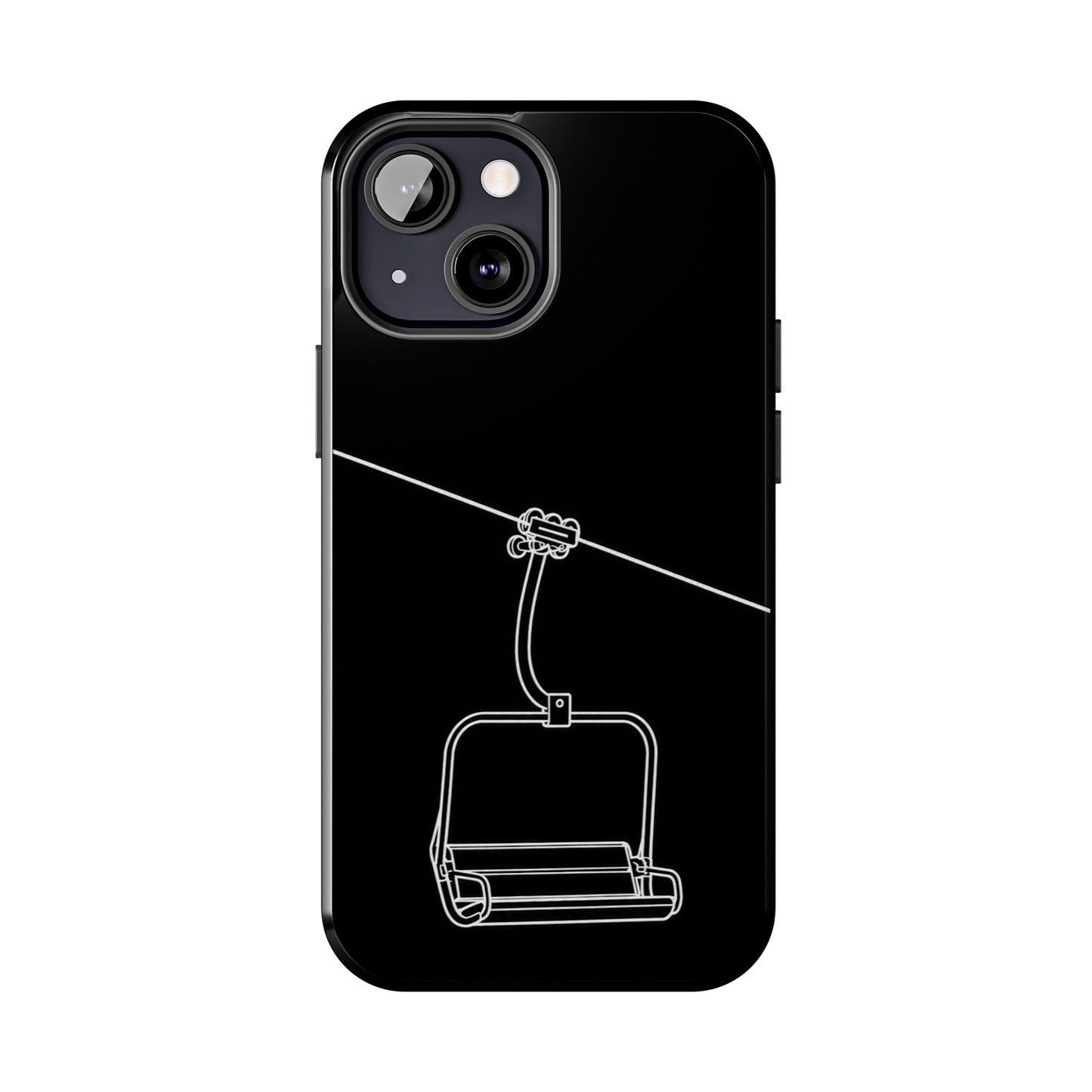 Ski Lift Line Art Tough Phone Case — Minimalist Mountain Chairlift Design