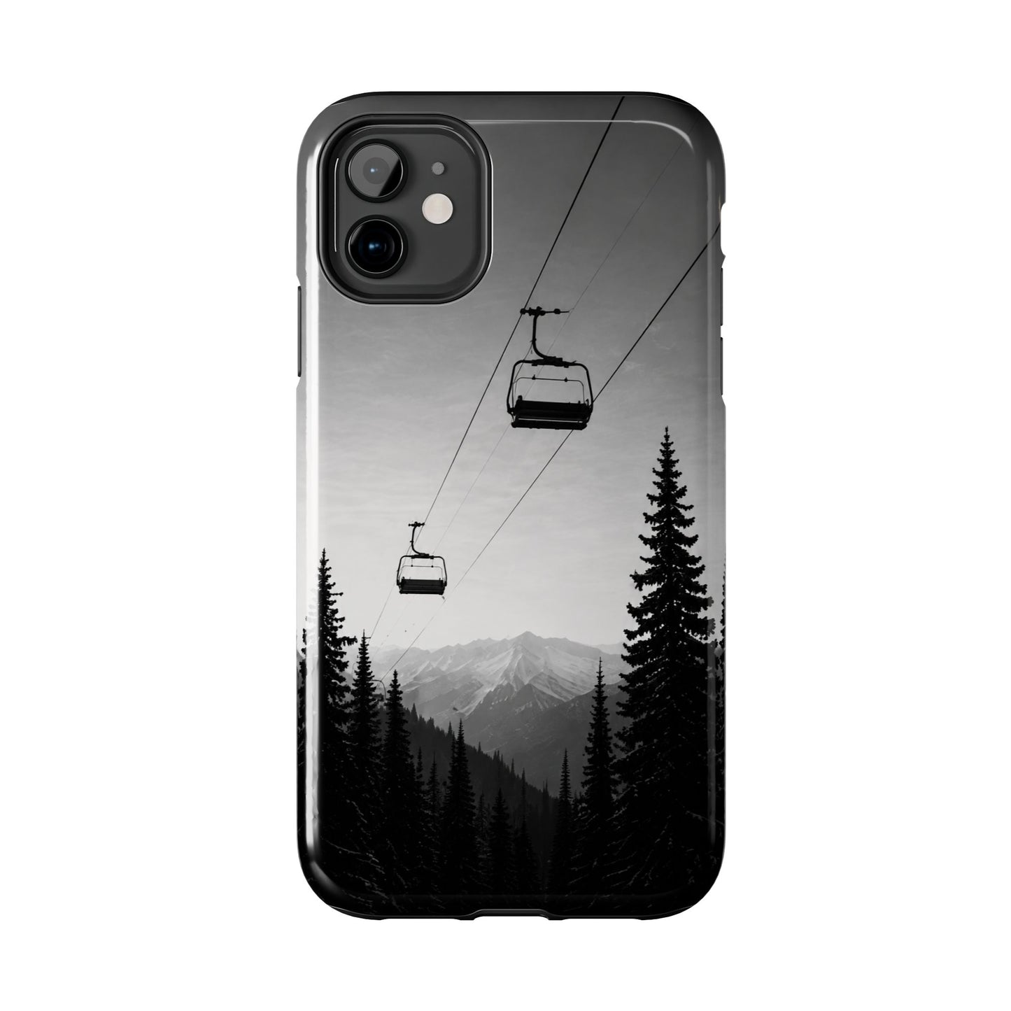 Tough Phone Case — Monochrome Mountain Ski Lift Design