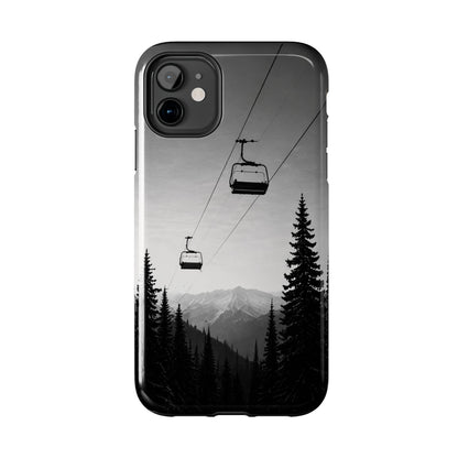 Tough Phone Case — Monochrome Mountain Ski Lift Design