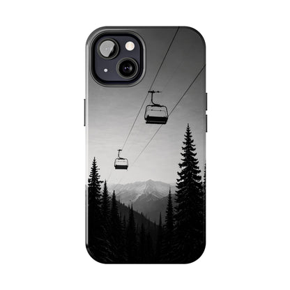 Tough Phone Case — Monochrome Mountain Ski Lift Design