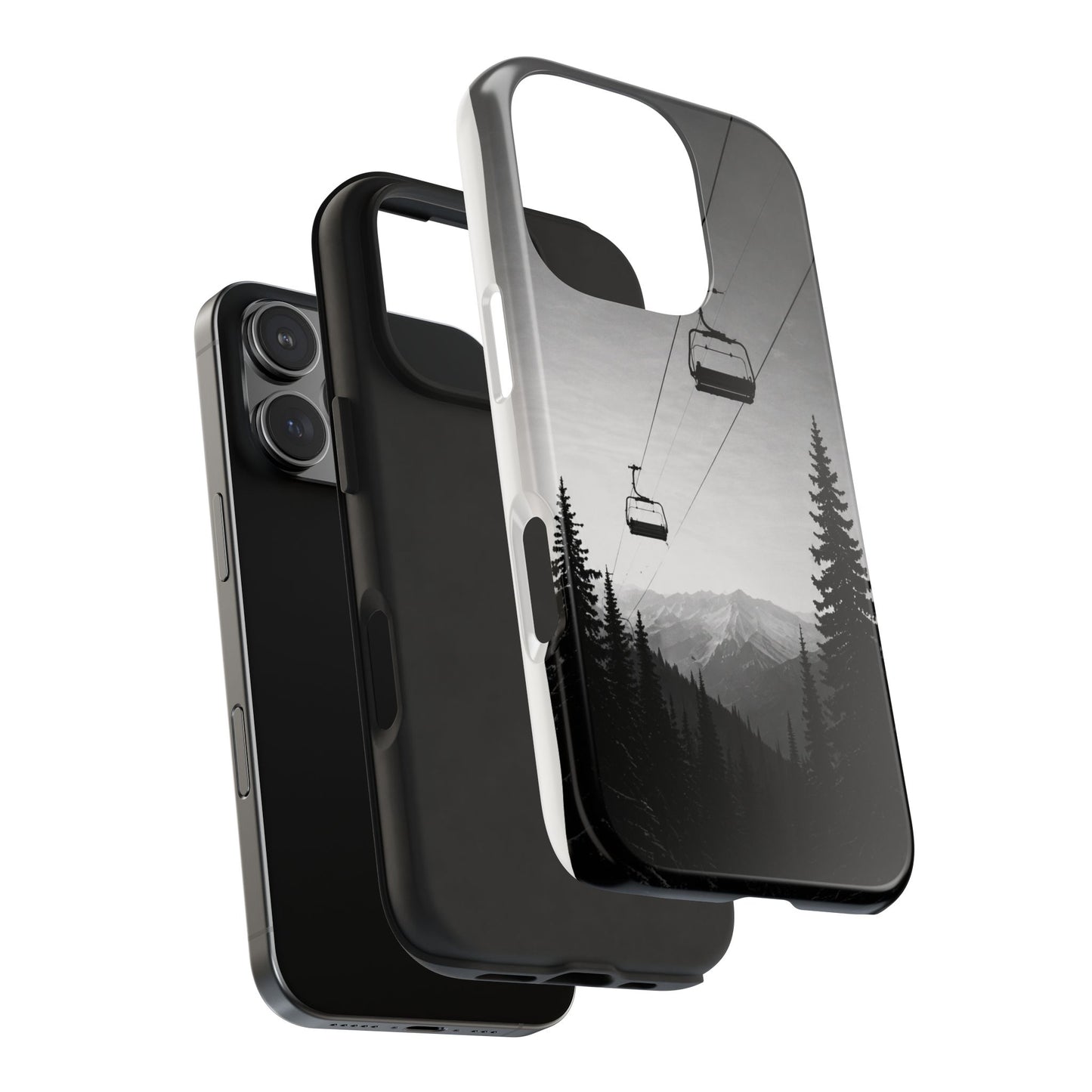 Tough Phone Case — Monochrome Mountain Ski Lift Design