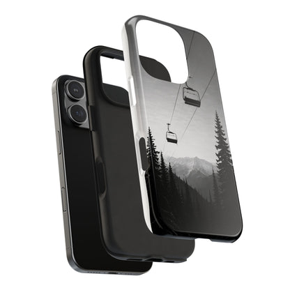 Tough Phone Case — Monochrome Mountain Ski Lift Design