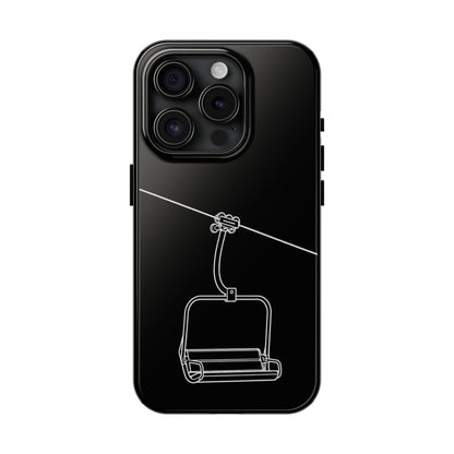 Ski Lift Line Art Tough Phone Case — Minimalist Mountain Chairlift Design