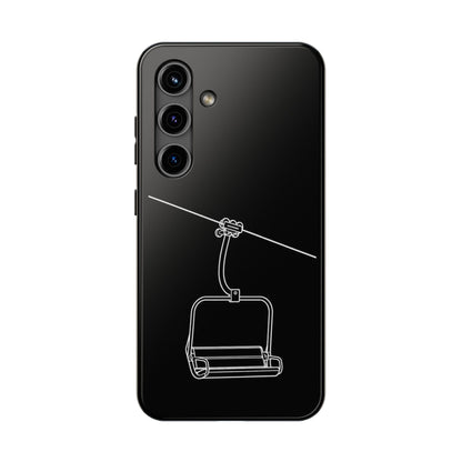 Ski Lift Line Art Tough Phone Case — Minimalist Mountain Chairlift Design