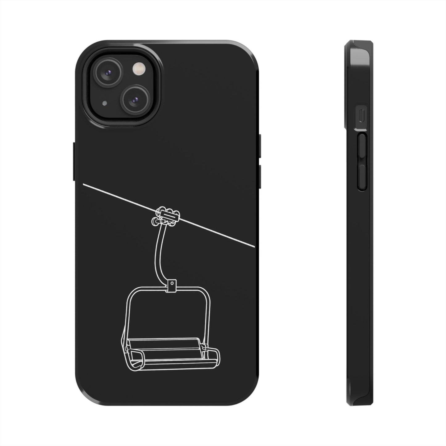 Ski Lift Line Art Tough Phone Case — Minimalist Mountain Chairlift Design