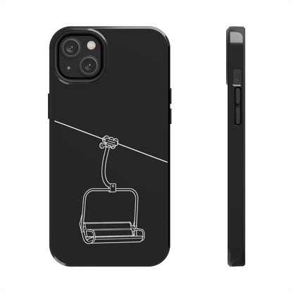 Ski Lift Line Art Tough Phone Case — Minimalist Mountain Chairlift Design
