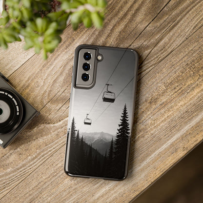 Tough Phone Case — Monochrome Mountain Ski Lift Design