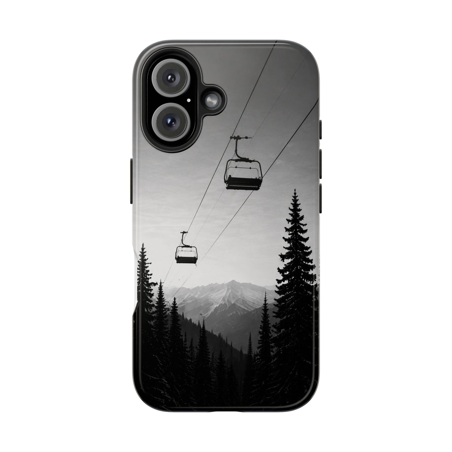Tough Phone Case — Monochrome Mountain Ski Lift Design