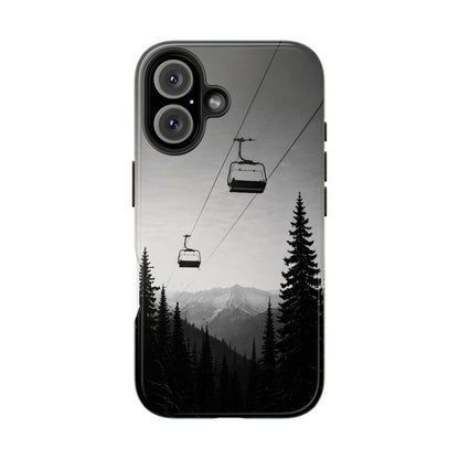 Tough Phone Case — Monochrome Mountain Ski Lift Design