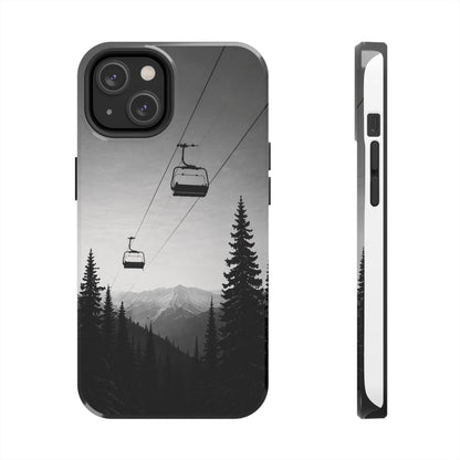 Tough Phone Case — Monochrome Mountain Ski Lift Design