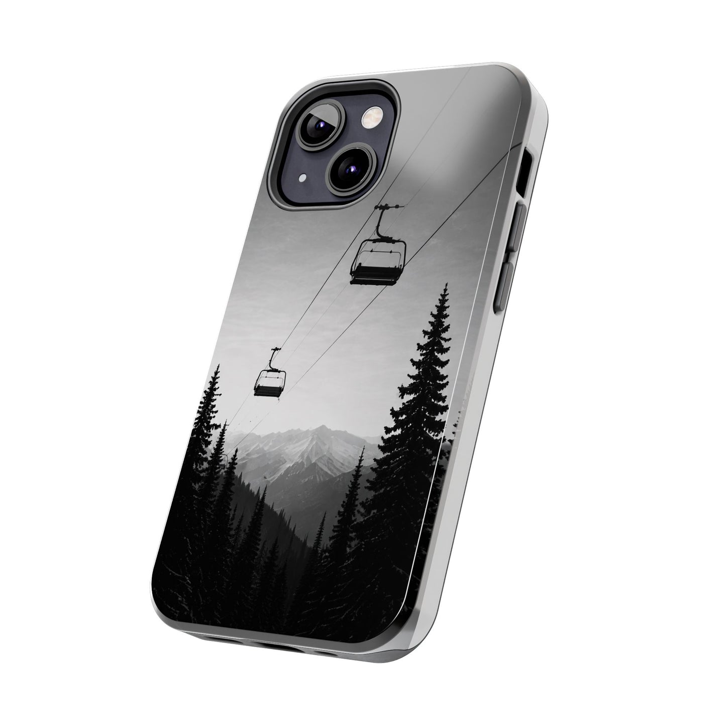 Tough Phone Case — Monochrome Mountain Ski Lift Design