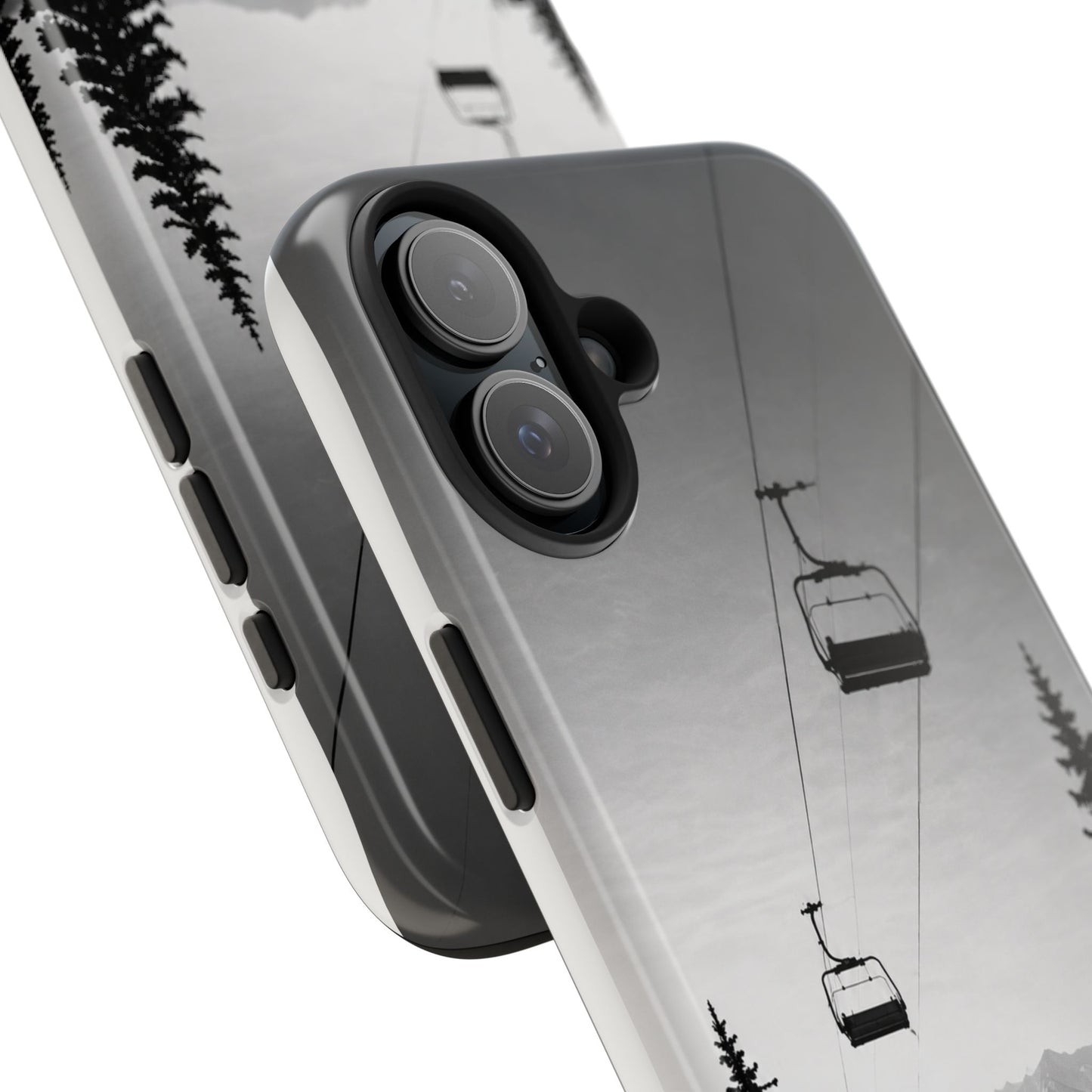 Tough Phone Case — Monochrome Mountain Ski Lift Design