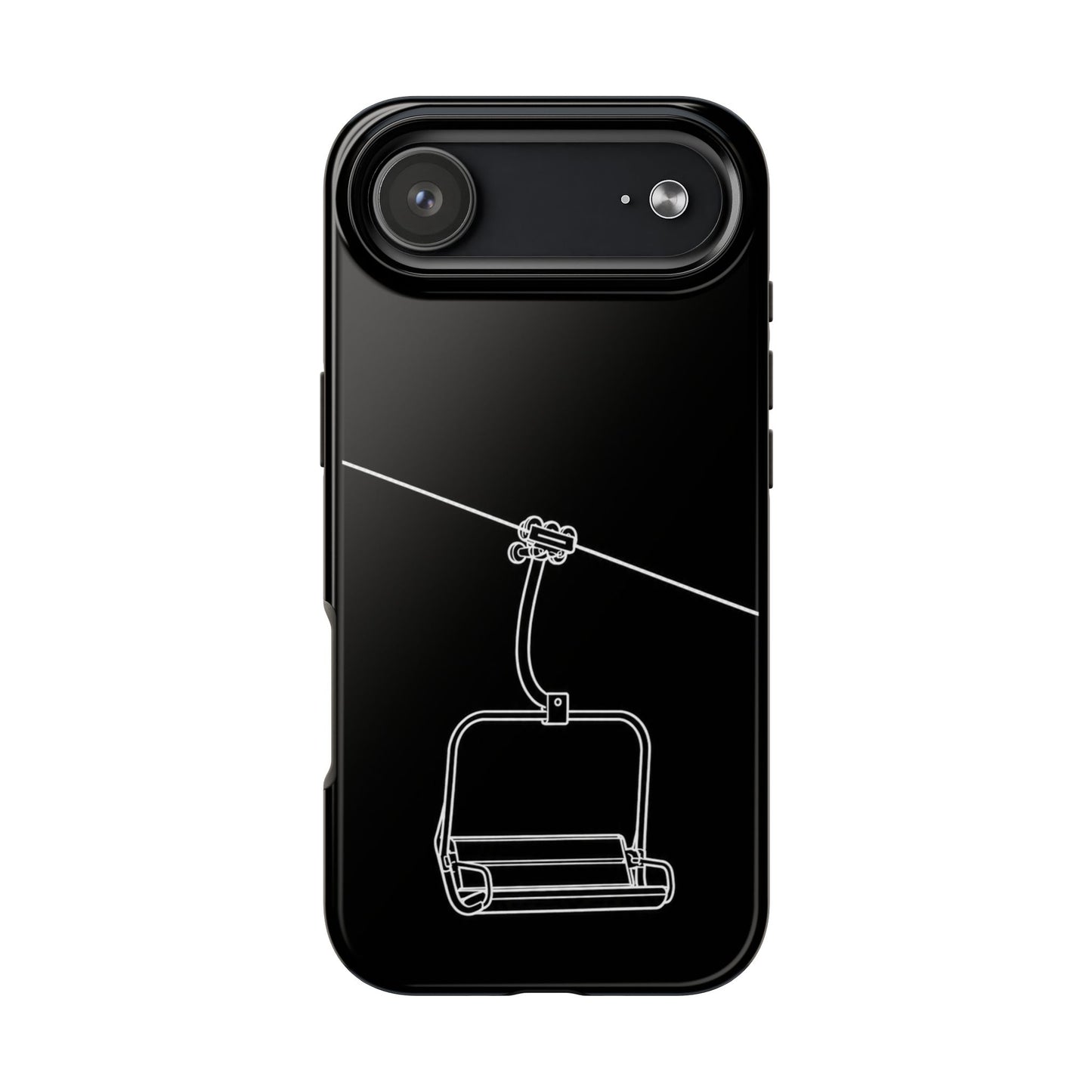 Ski Lift Line Art Tough Phone Case — Minimalist Mountain Chairlift Design