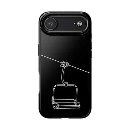 Ski Lift Line Art Tough Phone Case — Minimalist Mountain Chairlift Design