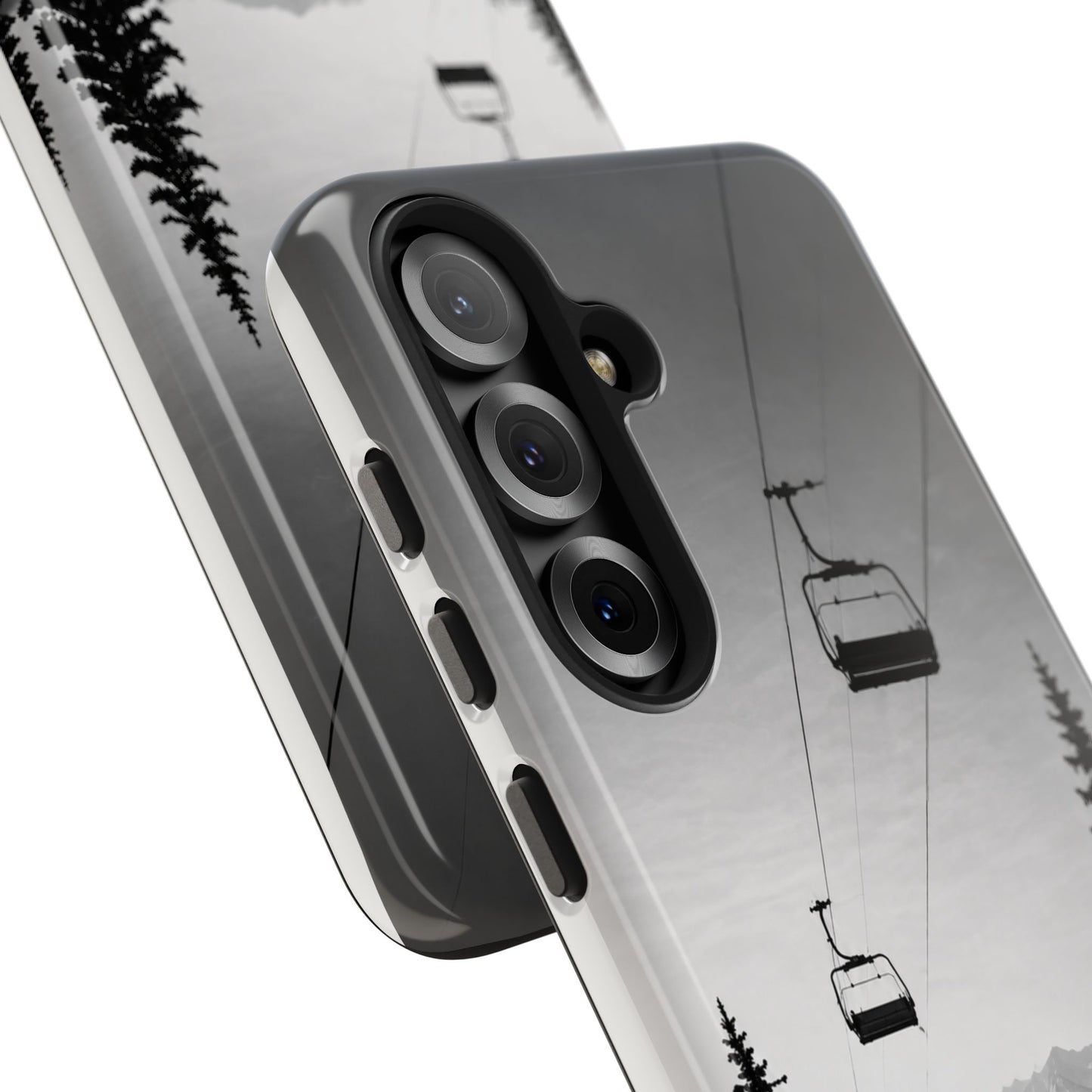 Tough Phone Case — Monochrome Mountain Ski Lift Design