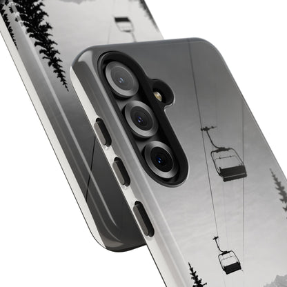 Tough Phone Case — Monochrome Mountain Ski Lift Design