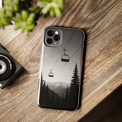 Tough Phone Case — Monochrome Mountain Ski Lift Design