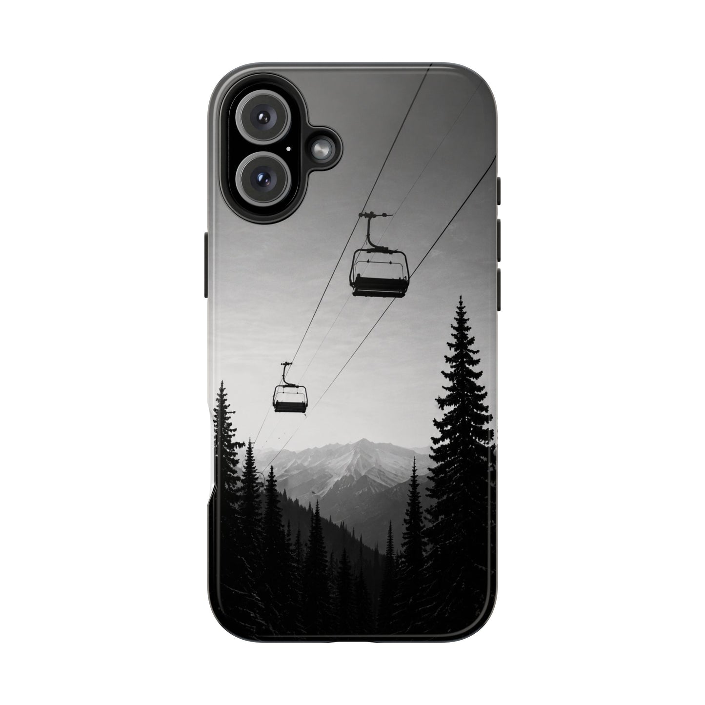 Tough Phone Case — Monochrome Mountain Ski Lift Design