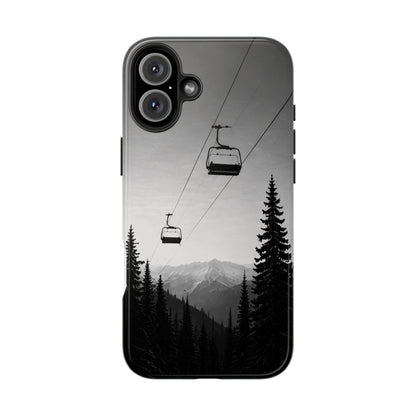 Tough Phone Case — Monochrome Mountain Ski Lift Design