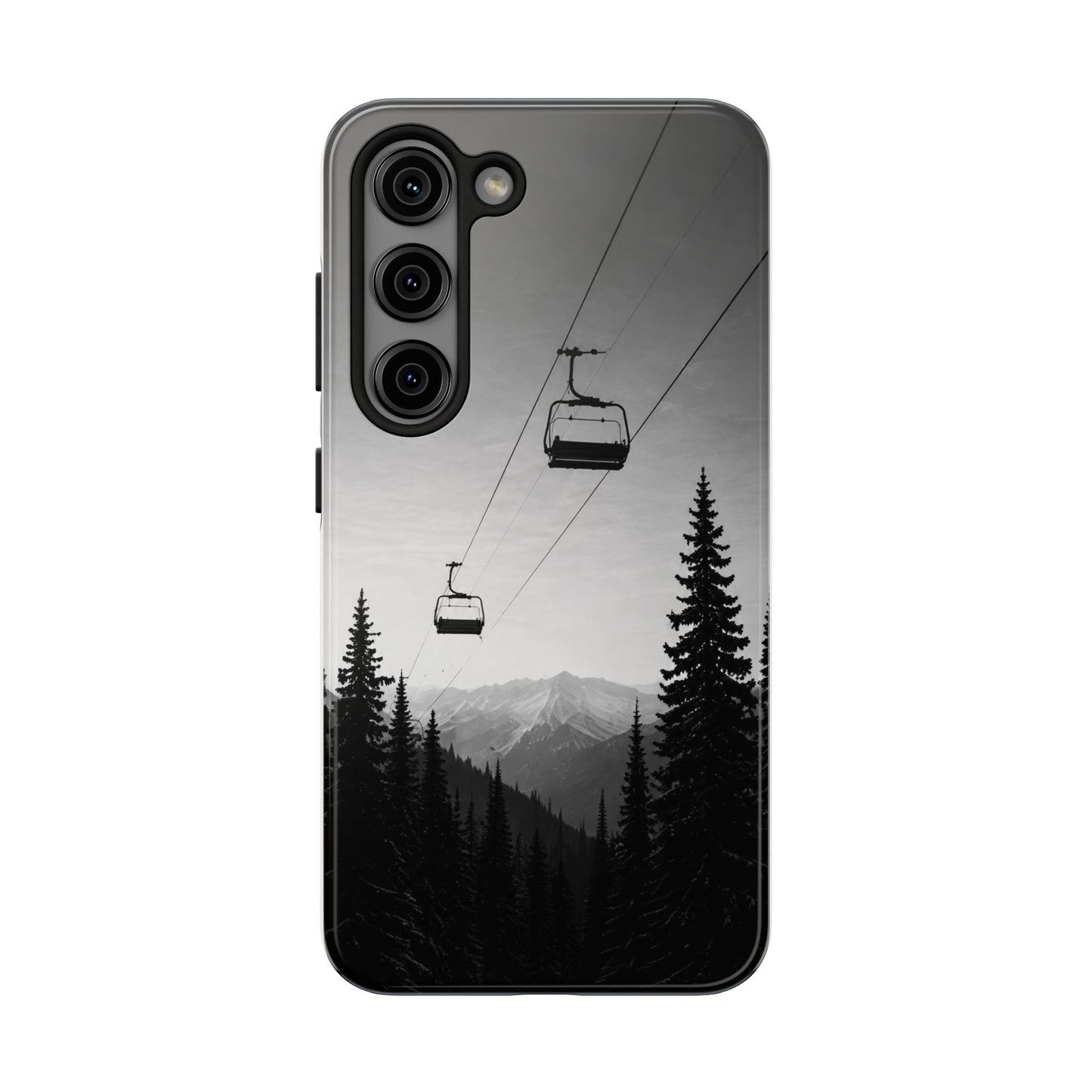 Tough Phone Case — Monochrome Mountain Ski Lift Design