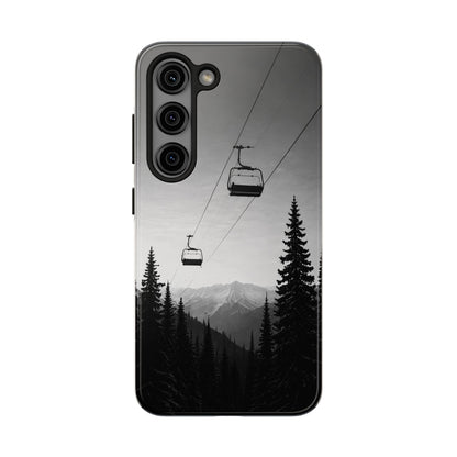 Tough Phone Case — Monochrome Mountain Ski Lift Design