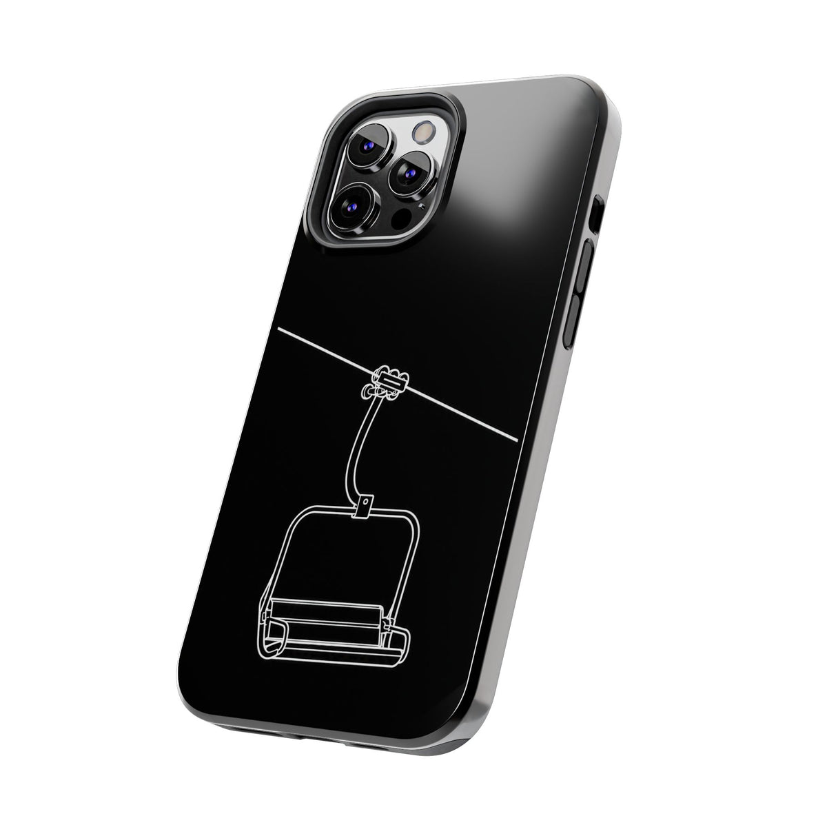 Ski Lift Line Art Tough Phone Case — Minimalist Mountain Chairlift Design