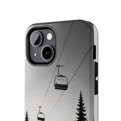 Tough Phone Case — Monochrome Mountain Ski Lift Design
