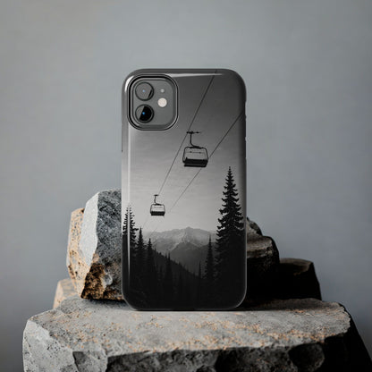 Tough Phone Case — Monochrome Mountain Ski Lift Design