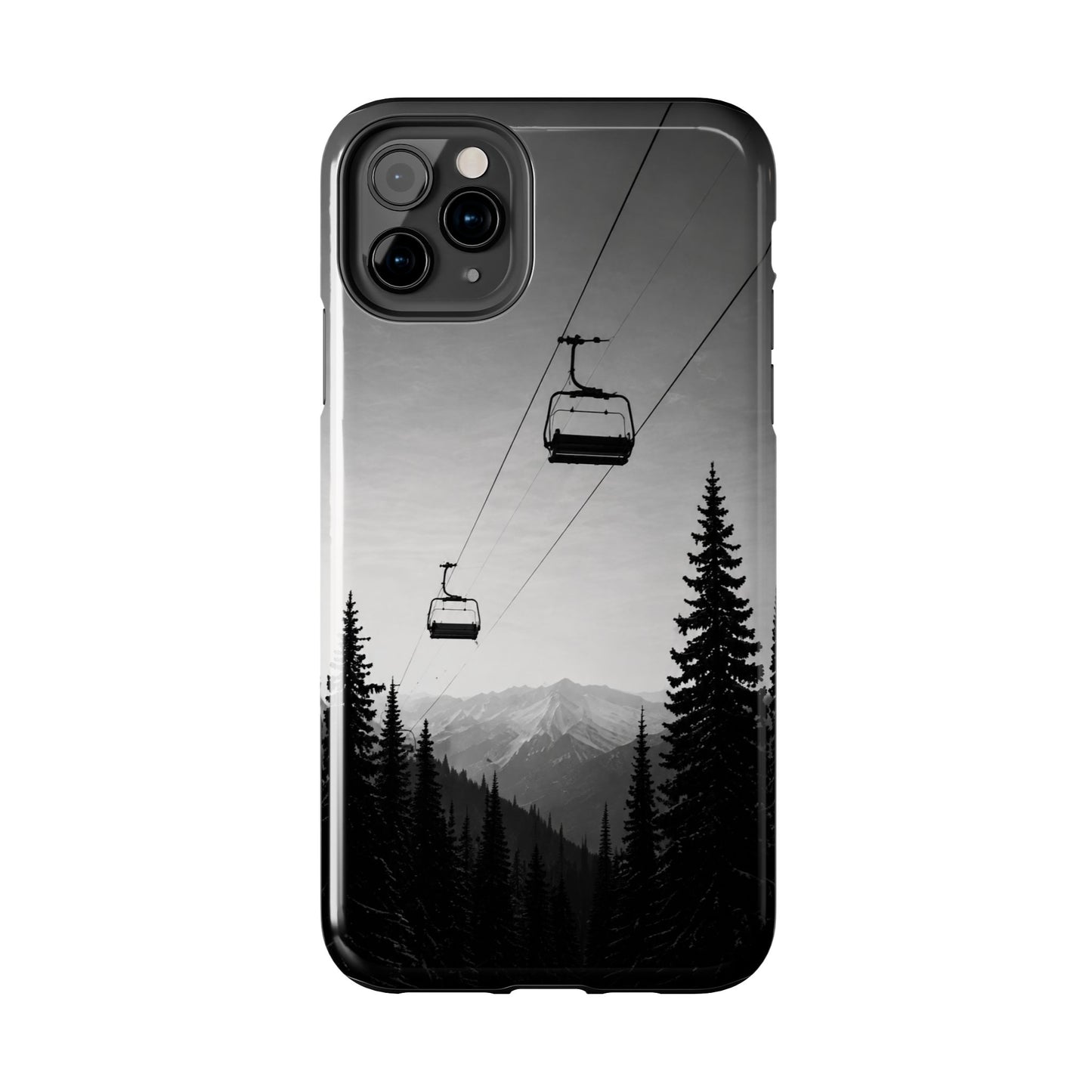 Tough Phone Case — Monochrome Mountain Ski Lift Design