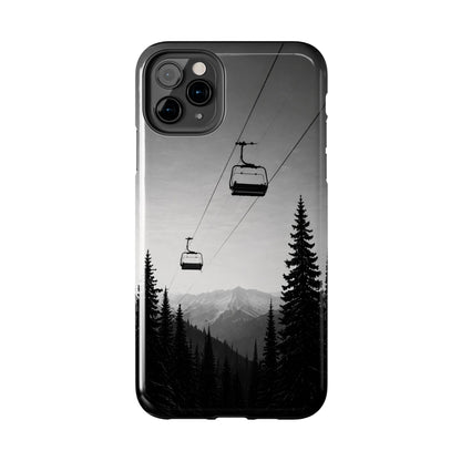 Tough Phone Case — Monochrome Mountain Ski Lift Design