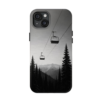 Tough Phone Case — Monochrome Mountain Ski Lift Design