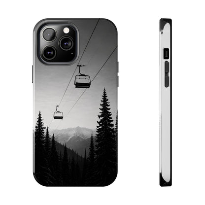 Tough Phone Case — Monochrome Mountain Ski Lift Design